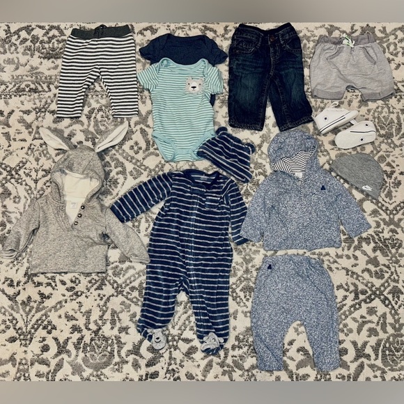 12 Piece Baby Boy Size 3-6M Mixed Bundle & Converse All-Star Crib Shoes (Size 3) - Picture 1 of 9